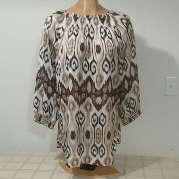Unmarked Tops - Beautiful Tan and Brown Top Size XXL